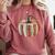 Halloween Teacher Librarians Fall Book Pumpkin Retro Reading Comfort Colors Sweatshirt Crimson