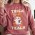 Halloween Teacher Shirts Women School Trick Or Teach Groovy Comfort Colors Sweatshirt Crimson