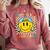 Happy To See Your Face Hippie Smile Back To School Teachers Comfort Colors Sweatshirt Crimson Happy To See Your Face Hippie Smile Back To School Teachers Comfort Colors Sweatshirt Crimson