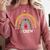 IA Crew Instructional Assistant Rainbow Teachers Aide Comfort Colors Sweatshirt Crimson