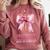 I'm Literally Just a Teacher Pencil Coquette Bow School Comfort Colors Sweatshirt Crimson