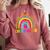 Kindergarten Rainbow Girls Boys Teacher First Day Of School Comfort Colors Sweatshirt Crimson