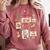 Merry And Bright Christmas Gingerbread Santa Book Teacher Comfort Colors Sweatshirt Crimson