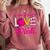 In October We Wear Pink Love Teacher Breast Cancer Awareness Comfort Colors Sweatshirt Crimson