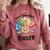 One Thankful Teacher Turkey Pencil Thanksgiving Teachers Comfort Colors Sweatshirt Crimson