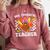 One Thankful Teacher Turkey Thanksgiving Teaching Comfort Colors Sweatshirt Crimson