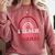 Rainbow Retro Homeschool Mom Teacher I Teach In My Pajamas Comfort Colors Sweatshirt Crimson