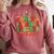 Santas Favorite Teacher Retro Groovy Christmas Xmas Women Comfort Colors Sweatshirt Crimson