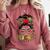 Teacher Life Messy Bun Glasses Leopard Sunflower Comfort Colors Sweatshirt Crimson Teacher Life Messy Bun Glasses Leopard Sunflower Comfort Colors Sweatshirt Crimson