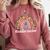 Toddler Teacher Rainbow Leopard Infant Teacher Men Women Comfort Colors Sweatshirt Crimson