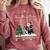 Ugly Christmas Tree Lights Xmas Santa Riding Boston Terrier Comfort Colors Sweatshirt Crimson
