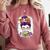 Witchy Teacher Halloween Messy Bun Teacher Bleached Comfort Colors Sweatshirt Crimson
