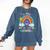 100th Day Of School Rainbow Happy 100 Days Smarter Teacher Comfort Colors Sweatshirt Denim