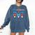 All American Teacher Pencil Coquette Bow USA Flag Teachers Comfort Colors Sweatshirt Denim