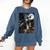 Boston Terrier Selfie Full Moon Flying Witch Halloween Dog Comfort Colors Sweatshirt Denim
