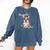 Brown Boston Terrier With Flowers And Feathers Comfort Colors Sweatshirt Denim