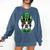 Green Boston Terrier Shamrock St Patricks Day Boston Terrier Comfort Colors Sweatshirt Denim