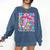 Groovy Teacher Cute Coquette Bow Flower Retro Back To School Comfort Colors Sweatshirt Denim