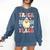Groovy Teacher Halloween Retro Trick Or Teach Floral Ghost Comfort Colors Sweatshirt Denim