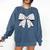 Music Notes Coquette Bow Music Teacher School Musician Band Comfort Colors Sweatshirt Denim