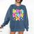 Preppy Fourth Grade Back To School 4th Grade Teacher Girls Comfort Colors Sweatshirt Denim