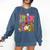 Retro Trick Or Teach Leopard Ghost Halloween Spooky Teacher Comfort Colors Sweatshirt Denim