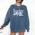 Teacher Blue Chinoiserie Coquette Bow Heart Teacher Life Comfort Colors Sweatshirt Denim
