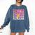 Teacher Pencil Back To School Groovy Pink Teacher First Day Comfort Colors Sweatshirt Denim