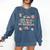 The Tired Teachers Department Retro Groovy Back To School Comfort Colors Sweatshirt Denim
