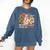 Trick Or Teach Groovy Teacher Halloween Floral Ghost Comfort Colors Sweatshirt Denim
