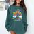100th Day Of School Rainbow Happy 100 Days Smarter Teacher Comfort Colors Sweatshirt Blue Spruce