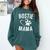 Fun Bostie Mama Dog Lover Apparel Boston Terrier Mom Comfort Colors Sweatshirt Blue Spruce