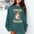 Halloween Teacher Shirts Women School Trick Or Teach Groovy Comfort Colors Sweatshirt Blue Spruce