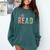 Let's Read Book Nerd Reading Book Lover Librarian Teacher Comfort Colors Sweatshirt Blue Spruce