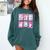Preppy Spooky Teacher Halloween Ghost Coquette Bow Autumn Comfort Colors Sweatshirt Blue Spruce