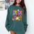 Retro Trick Or Teach Leopard Ghost Halloween Spooky Teacher Comfort Colors Sweatshirt Blue Spruce