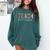 Teach Love Inspire Leopard Back To School Cute Teacher Men Women Girls Kids Comfort Colors Sweatshirt Blue Spruce