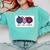 American Flag Teach Love Freedom Preschool Teacher 4th July Comfort Colors Sweatshirt Chalky Mint