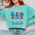 All American Teacher Pencil Coquette Bow USA Flag Teachers Comfort Colors Sweatshirt Chalky Mint