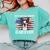 Boston Terrier Dad American Flag 4th Of July Dog Fathers Day Comfort Colors Sweatshirt Chalky Mint