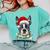 Boston Terrier Dog Santa Christmas Tree Lights Xmas Comfort Colors Sweatshirt Chalky Mint