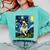Boston Terrier Dog Starry Night Painting Comfort Colors Sweatshirt Chalky Mint