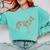 Boston Terrier Flower Silhouette Floral Dog Men Women Girls Kids Comfort Colors Sweatshirt Chalky Mint