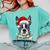 Boston Terrier Santa Christmas Tree Lights Xmas Boys Men Dog Comfort Colors Sweatshirt Chalky Mint