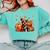 Boston Terrier Thanksgiving Leopard Pumpkins Fall Leaves Comfort Colors Sweatshirt Chalky Mint