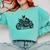 Cool Boston Terrier Riding a Motorcycle Biker Dog Lover For Men Women Kids Comfort Colors Sweatshirt Chalky Mint