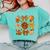 Coquette Teach Teacher Bows Thanksgiving Turkey Fall Autumn Comfort Colors Sweatshirt Chalky Mint