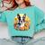 Cute Boston Terrier Spring Flower Garden Colorful Puppy Dog Comfort Colors Sweatshirt Chalky Mint