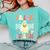 Groovy Teacher Halloween Retro Trick Or Teach Floral Ghost Comfort Colors Sweatshirt Chalky Mint
