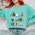 Halloween Library Ghost Books Teacher Spooky Trick Or Teach Comfort Colors Sweatshirt Chalky Mint